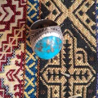 انگشتر نقره فیروزه با رگ های طلا