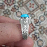 انگشتر کهنه فیروزه عجمی نیشابور کلکسیونی رکاب نقره|بدلیجات|مشهد, هدایت|دیوار