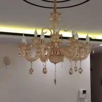 لوستر۱۲ شاخه کریستالی وارداتی با دیوارکوب