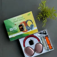 ساعت هوشمند H27 Ultra 3 همراه با هدفون رنگ هلویی