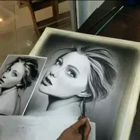 پرتره طراحی چهره  و نقاشی چهره سیاهقلم رنگی|تابلو، نقاشی، عکس|شیراز, قصرالدشت|دیوار