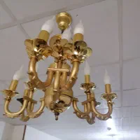 لوستر برنجی سنگین با روکش آب طلا|لوستر و چراغ آویز|مشهد, شهید رضوی|دیوار