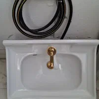 سنگ روشویی به همراه سر شیر سفید طلایی|لوازم سرویس بهداشتی|پردیس, فاز ۸|دیوار