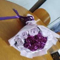 دسته گل روبانی جاویدانی رنگ بسیار زیبا 18شاخه|گل مصنوعی|ارومیه, |دیوار