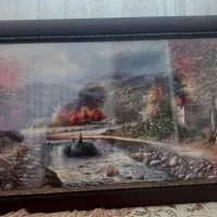 تابلو دیواری بزرگ عکس طبیعت با ساعت دیواری