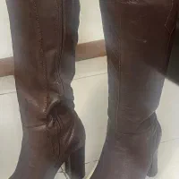 پوتین چرم قهوه ای