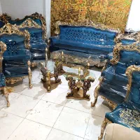 مبل استیل تمام منبت ۹نفره+میز وعسلی وشیشه