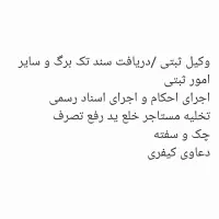 وکیل ثبتی/اخذ سند تک برگ/چک و سفته/ارث/تصادف تخلیه