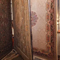 کرم‌ ناری ۱۲متری جفت بافت ابریشمی نرم ولطیف|فرش|کلاله, |دیوار