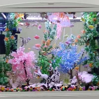 آکواریوم خوشگل شرکتی با تمام وسایل در حد نو