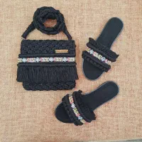 صندل و دمپایی و کیف مکرومه