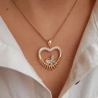 گردنبند ژوپینگ قلب و پروانه ابکاری طلا