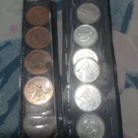 تعدادی سکه پهلوی و خارجی قدیمی|کلکسیون سکه، تمبر، اسکناس|کوهسار (البرز), |دیوار