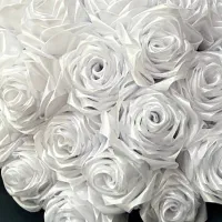 دسته گل روبانی سفید 25عددی|گل مصنوعی|مشهد, ایثار|دیوار