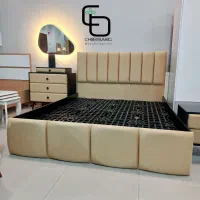 چوب برگ / تخت دو نفره / سرویس خواب لمسه / تخت خواب