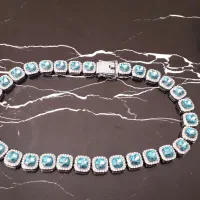 گردنبند فول نگین کاری شده با قفل کوبایی