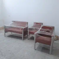 مبل نیم ست اداری اسکلت فلز آبکاری استیل عتیقه نونو