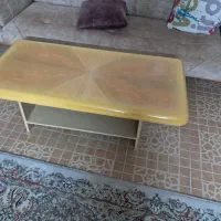 میز وسط چوبی با سه تا عسلی+سه عسلی شیشه ای