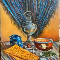 نقاشی رنگ روغن روی بوم بابعاد ۵/۷۰