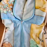 پتوی اسپانیایی نوزاد سه کاره رنگ آبی و سبز