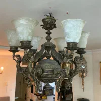 لوستر برنجی آنتیک و کلکسیونی قلم زنی شده و سنگین