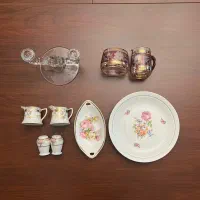 ظرف شیر شکر بوهمیا شمعدان بشقاب سسخوری نیپون قدیمی