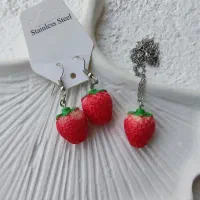 گردنبند،گوشواره توتفرنگی