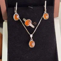 نیم ست نقره همراه با سنگ طبیعی عقیق یمنی|جواهرات|تهران, جوادیه تهرانپارس|دیوار