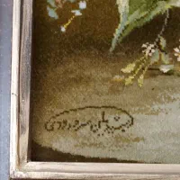 دو عدد تابلو فرش گل ابریشم