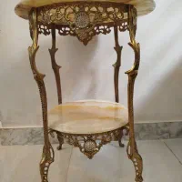 میز عسلی برنز دوطبقه باسنگ مرمر