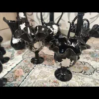 جام و گلدان و ظروف شیشه ای ست مشکی قدیمی|صنایع دستی و سایر لوازم تزئینی|تهران, سنگلج (شاپور)|دیوار