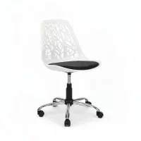 صندلی پلاستیکی چرخ دار با نشیمن چرم