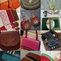 دوخت کیف پول جاکلید آینه چرم طبیعی دستدوز روز مادر