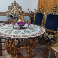 مبل سلطنتی تمام چوب راش پرمنبت ورق طلامبل چستر