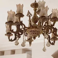 یک جفت لوستر برنز کارنکرده|لوستر و چراغ آویز|یزد, |دیوار