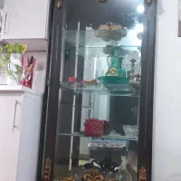 ویترین/بوفه بلند ۲متری چوبی کلاسیک با منبت کاری