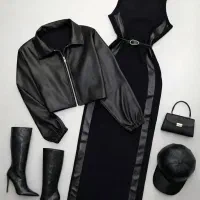 سارافون کرپ همراه کراپ کت چرم