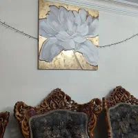 تابلو برجسته گل سفید ۸۰×۸۰ دستساز