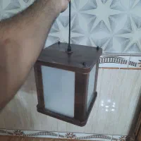 لوستری چوبی همراه لامپ|لوستر و چراغ آویز|قرچک, زیبا شهر|دیوار