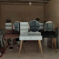 میز آرایش اینه گرد پایه مخروطی