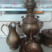 سماور زغالی مسی و تجهیزاتش