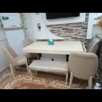 میز نهار خوری ۵نفره|میز و صندلی غذاخوری|کاکی, |دیوار