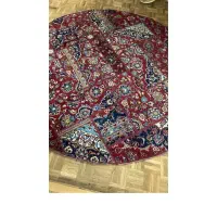 فرش گرد دستباف کلاژ لاکی رنگ