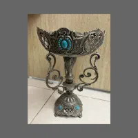 ست دو عدد میوه‌خوری/شیرینی‌خوری پایه‌دار فلزی لوکس