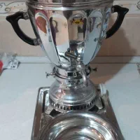 سماور گازی سینی و جام استیل کاملا نو و آکبند