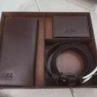 ست کیف و کمربند چرم طبیعی بوفالو