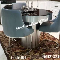 میز نهار خوری ۴نفره استیل نقره ای خش دار