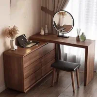 میز‌تحریر و میز آرایش تمام چوب مدل کشویی