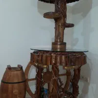 فروش فوری میز بار و صندلی چوب گردو دستساز|صنایع دستی و سایر لوازم تزئینی|نور, |دیوار