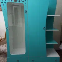 کمد زیبا آبی۲ تیکه با ویترین